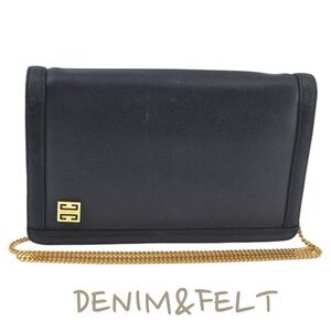 GIVENCHY Black Vintage Leather Gold Chain Link Shoulder/Crossbody Bag | PRELOVED